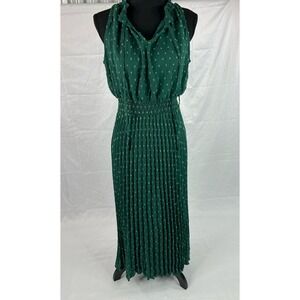 Sleeveless Emerald Green Maxi Dress with Smocked Waist